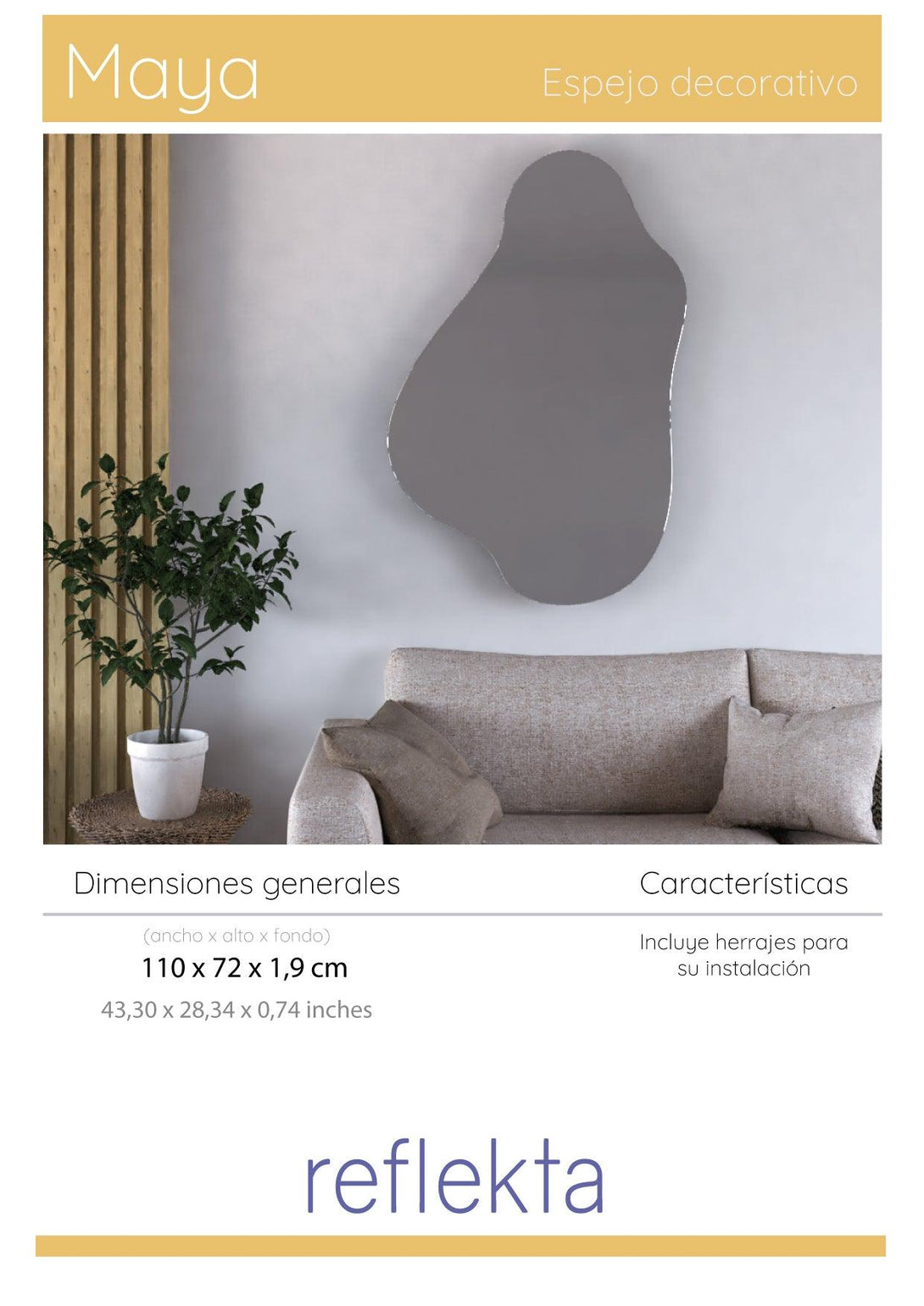 Espejo Irregular Maya, Diseño Moderno para Cualquier Espacio del Hogar - VIRTUAL MUEBLES