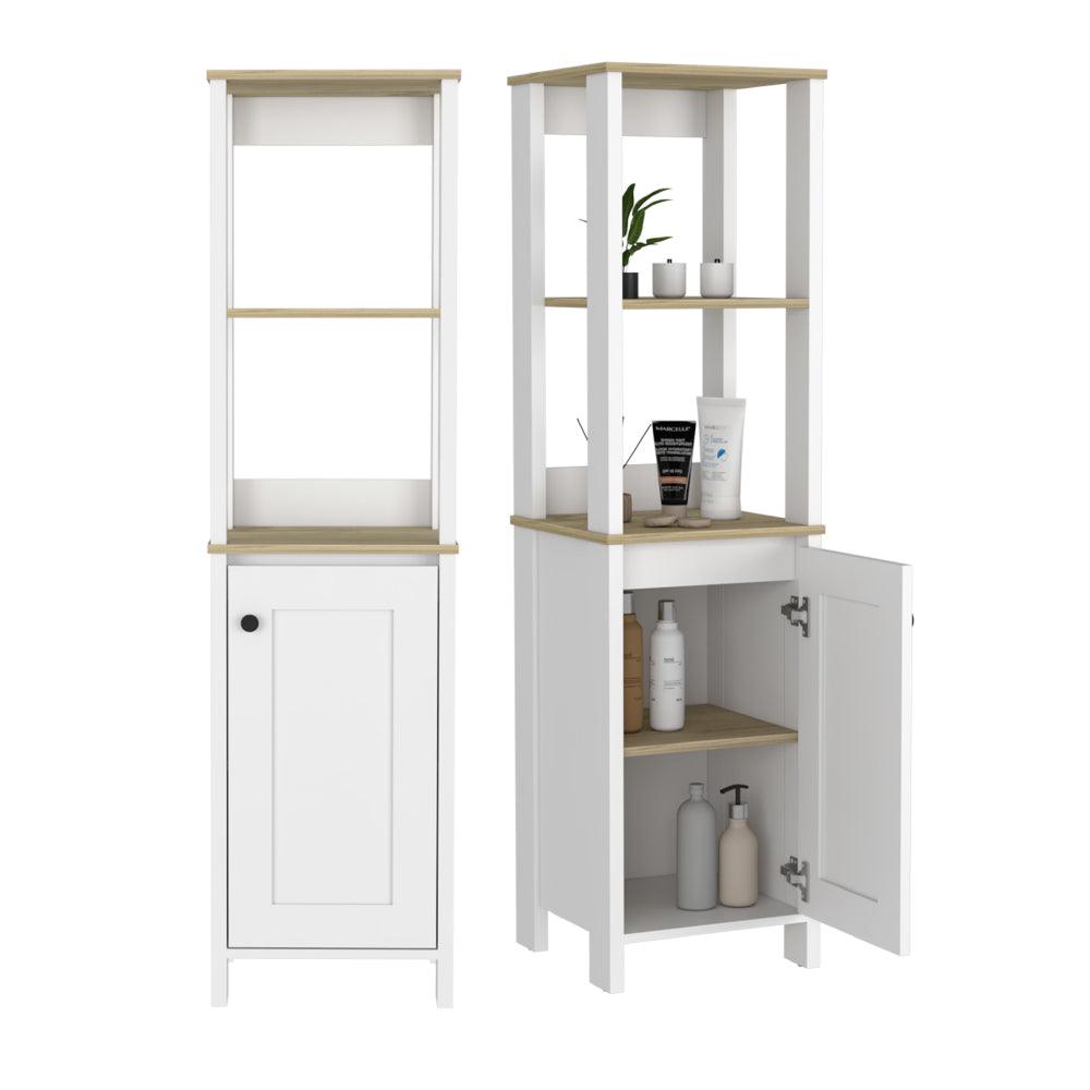 Gabinete de Baño Aqua, Blanco Vainilla y Café Claro, Con Variedad De Entrepaños X2 - VIRTUAL MUEBLES