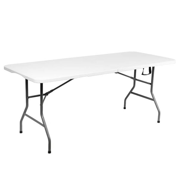 Mesa Plegable Plástica Eco Tipo Portafolio de 180 cm, Blanco