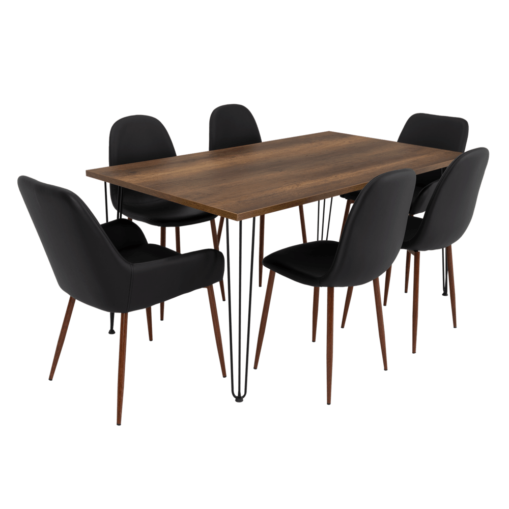 Combo Comedor Vimeno, Cobre, Wengue y Café Claro, Incluye Comedor y 6 Sillas - VIRTUAL MUEBLES