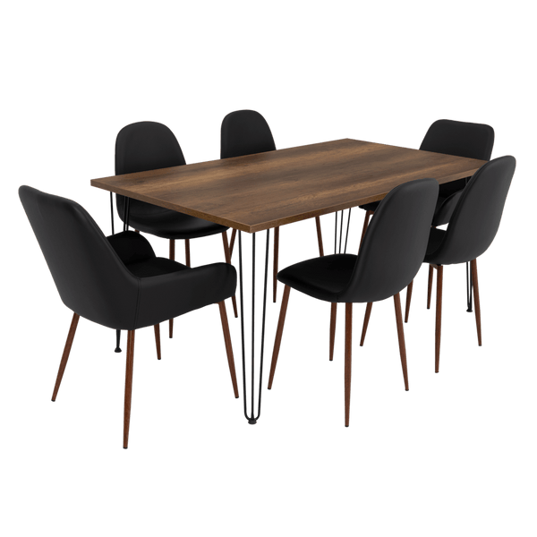 Combo Comedor Vimeno, Cobre, Wengue y Café Claro, Incluye Comedor y 6 Sillas - VIRTUAL MUEBLES