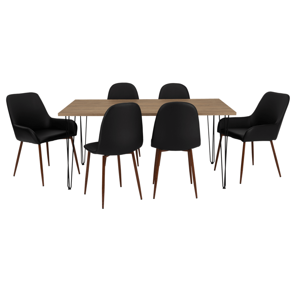 Combo Comedor Bomira, Miel, Wengue y Café Claro, Incluye Comedor y 6 Sillas - VIRTUAL MUEBLES