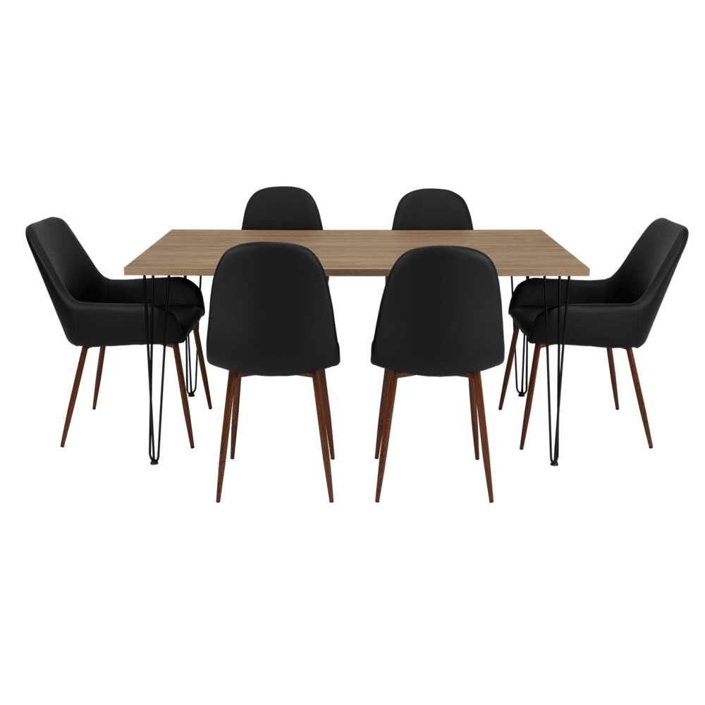 Combo Comedor Bomira, Miel, Wengue y Café Claro, Incluye Comedor y 6 Sillas - VIRTUAL MUEBLES
