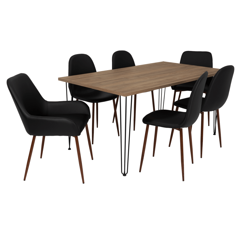 Combo Comedor Bomira, Miel, Wengue y Café Claro, Incluye Comedor y 6 Sillas - VIRTUAL MUEBLES