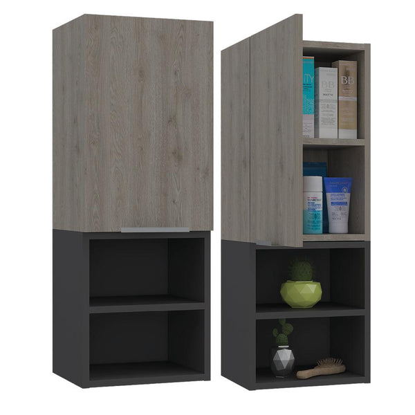 Gabinete de Baño Ciro color Humo y Plata oscuro.