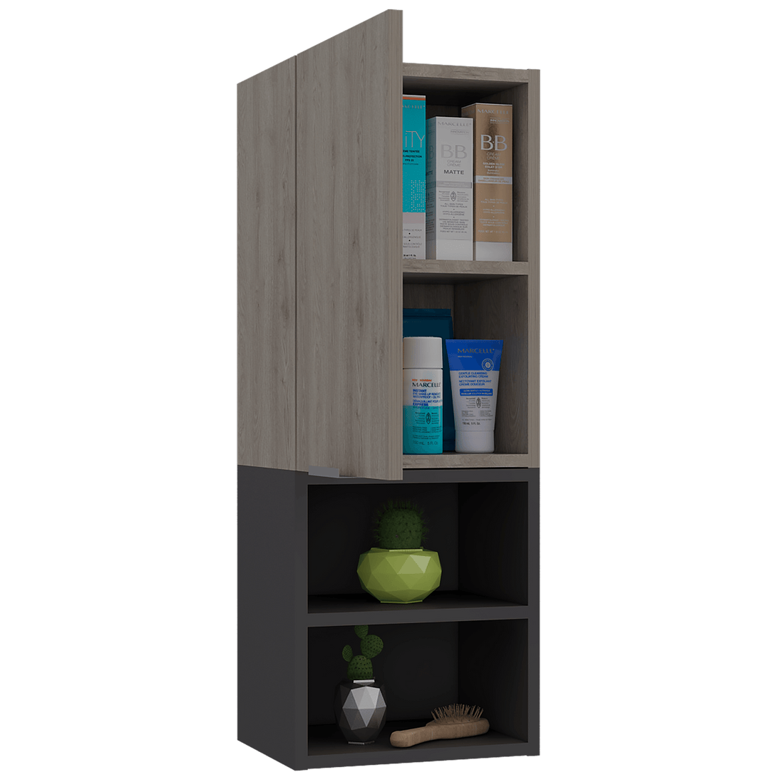 Gabinete de Baño Ciro color Humo y Plata oscuro.