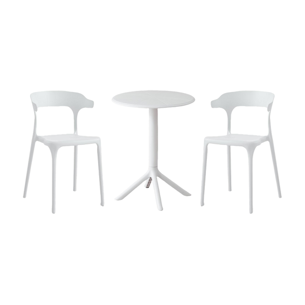 Combo Arcadia, Incluye Mesa Redonda y 2 Sillas en Color Blanco