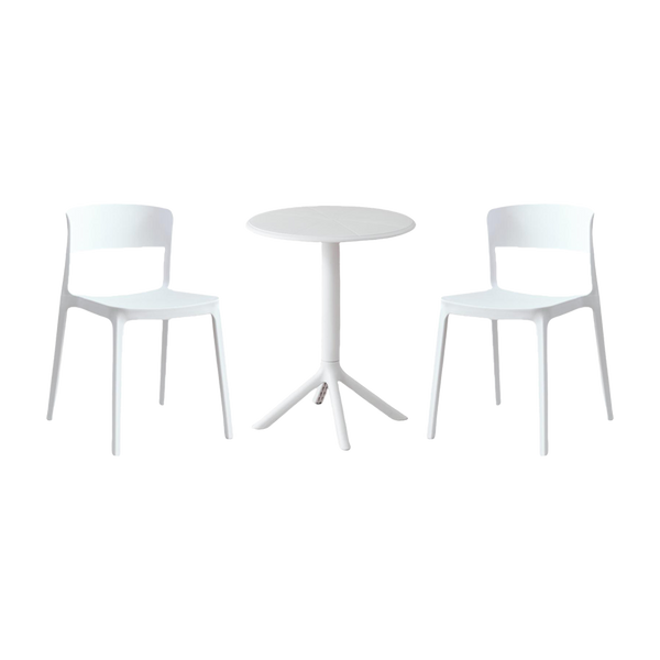 Combo Icaro, Incluye Mesa Redonda y 2 Sillas en Color Blanco