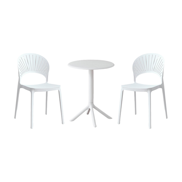 Combo Astra, Incluye Mesa Redonda y 2 Sillas en Color Blanco