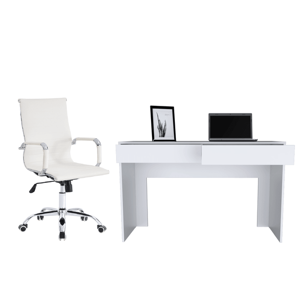 Combo de Oficina, Nieve, Incluye Escritorio y Silla de Escritorio, Blanco - VIRTUAL MUEBLES