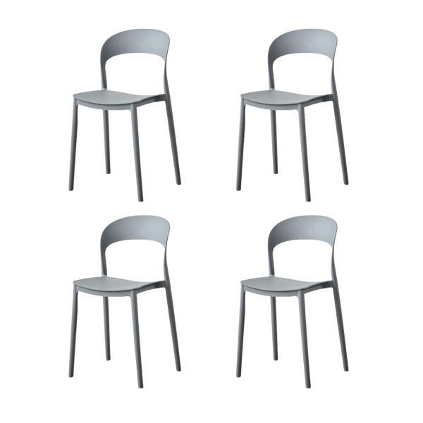 Silla Patrick, Color Gris Oscuro, Con espaldar y diseño Moderno X4