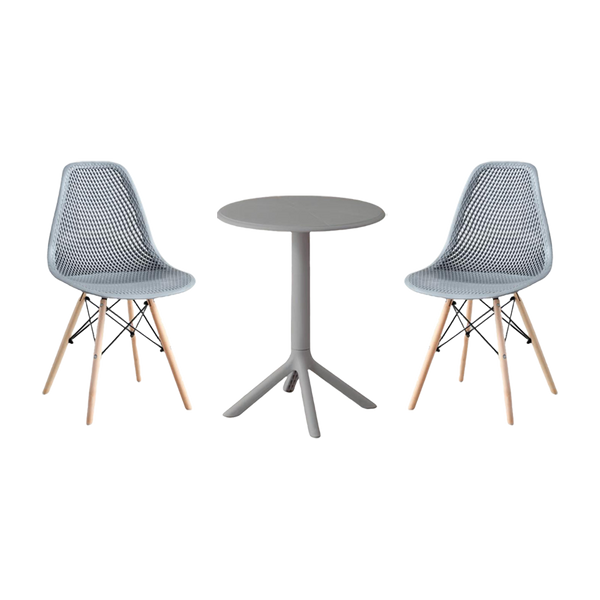 Combo Armonia, Incluye Mesa Redonda y 2 Sillas en Color Gris Oscuro