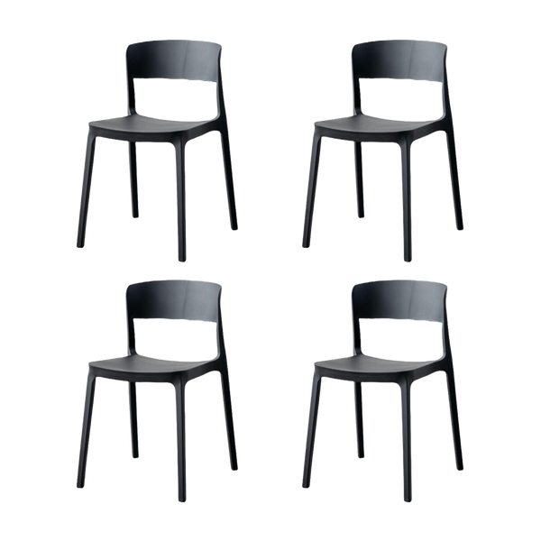 Silla Monaco, Color Negro, Con espaldar y diseño Moderno X4