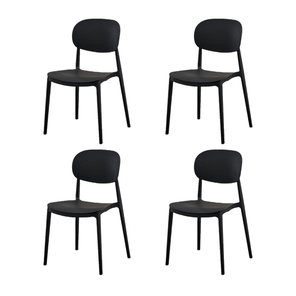 Silla Milan, Color Negro, Con espaldar y diseño Moderno X4