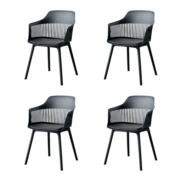 Silla Con Cojin Max, Color Negro, Con espaldar y cojín X4