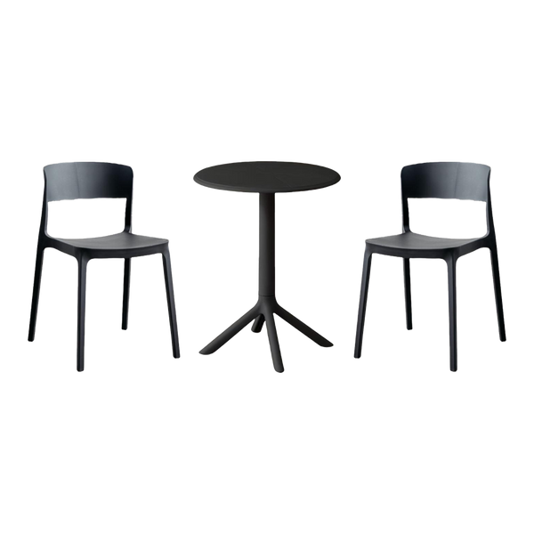 Combo Nebula, Incluye Mesa Redonda y 2 Sillas en color Negro