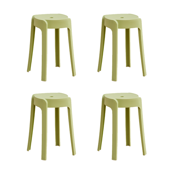 Butaco Apilable Maison, Color Verde Oliva, Diseño Moderno X4