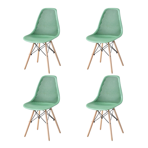 Silla Marcus, Color Verde Oliva, Con espaldar y patas en Madera X4