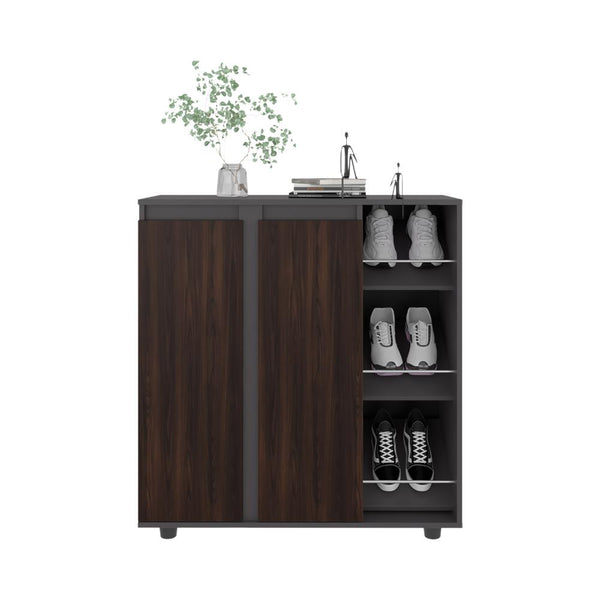 Zapatero Houck, Plata Oscuro y Nogal, con gran espacio para organizar zapatos