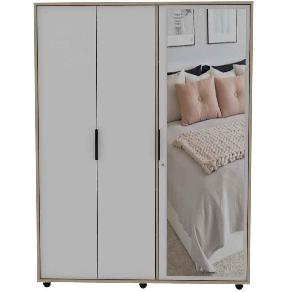 Closet Wesley con Espejo color Beige y Blanco para Habitación.